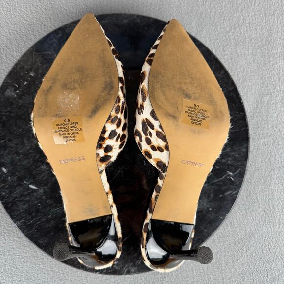 Express Platform Pump Heels Leopard Print Haircalf Women’s Size 9.5 US - Picture 7 of 8